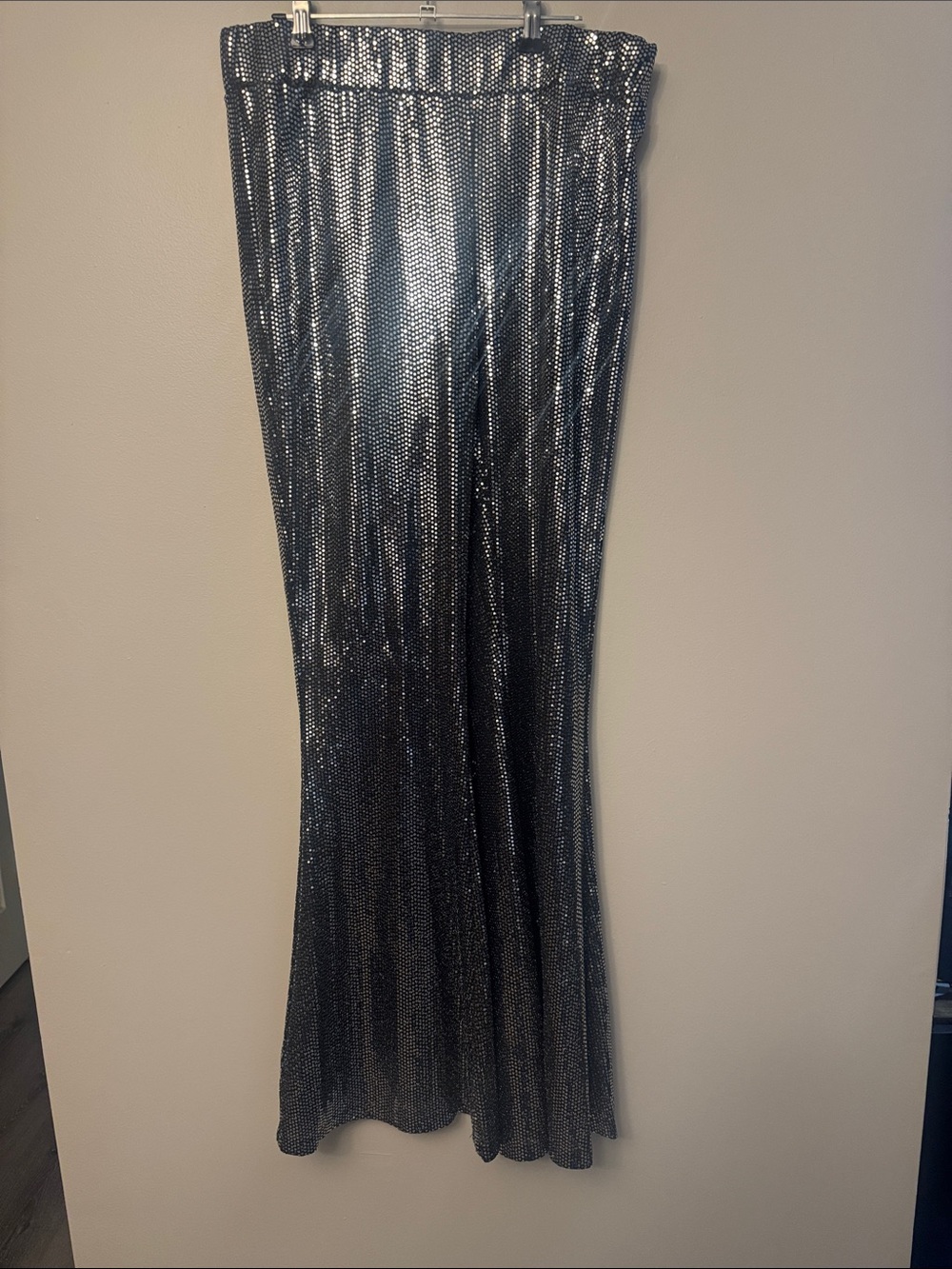 C&V Chelsea & Violet High Rise Sequin Pull On Flare Pants Size XL